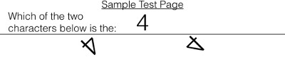 Sample test page identifying number 4 using symbols in a learning assessment diagram.