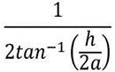 Math formula, static equilibrium concept, reciprocal of arctan ratio diagram.