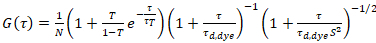 figure-protocol-1 Fluorescence correlation spectroscopy equation; formula for molecular diffusion analysis.