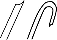 Hook design comparison; diagram illustrating structural differences; key for mechanical design.
