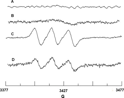 figure-protocol-2 Electron spin resonance spectral graph; data shows G-values for sample analysis.