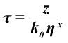 figure-protocol-3 Shear stress equation in fluid dynamics; symbol τ, formula τ = Z / (k₀ηˣ).
