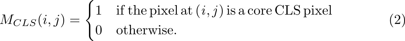 Equation for CLS pixel classification criteria, showing conditional mathematical notation.