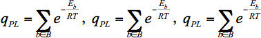 figure-protocol-16 Thermodynamic equilibrium equations; Σe^(-Eb/RT); scientific formula for internal energy.