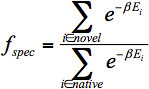 figure-protocol-15 Static equilibrium equation Σ(e^(-βEi)) for native and novel states; mathematical formula.