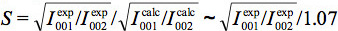 Static equilibrium equation for scientific calculations; ratio analysis of experimental and calculated values.