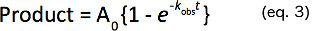 Kinetics equation for product formation in chemical reactions, illustrating dynamic process.