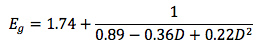 figure-protocol-1 Band gap equation: Eg = 1.74 + 1/(0.89 - 0.36D + 0.22D²) formula for material properties.