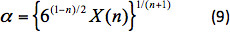 figure-introduction-7 Alpha formula: alpha = {6^(1-n)/2 * X(n)}^(1/(n+1)); Mathematical equation analysis.