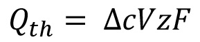 figure-results-3 Thermodynamics equation Qth=ΔcVzF, chemical potential analysis, educational use.