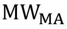 Weighted moving average formula, symbol MA in mathematics/statistics calculation.