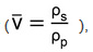Fluid dynamics, equation image: density ratio formula for particle-fluid equilibrium.