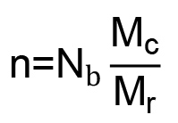 Molecular equation, n=Nb(Mc/Mr), chemical formula, stoichiometry, educational diagram.