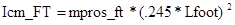 Static equilibrium equation for foot mechanics, formula involves Lfoot and mpros_ft variables.