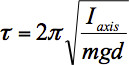 Static equilibrium formula, τ=2π√(I_axis/mgd), physics equation, rotational dynamics analysis.