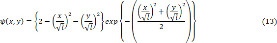 2D Gaussian function formula, mathematical equation illustration for scientific study.