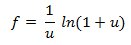figure-introduction-1 Equation for continuous compounding interest; formula f=(1/u)ln(1+u); mathematical concept.