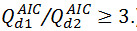 Equation Qd1^AIC/Qd2^AIC≥3; comparative analysis, scientific results, data interpretation.