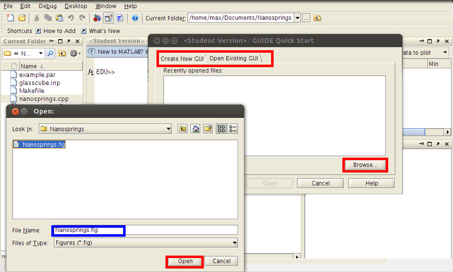 MATLAB GUI setup for opening .fig files; software interface for data visualization or analysis.