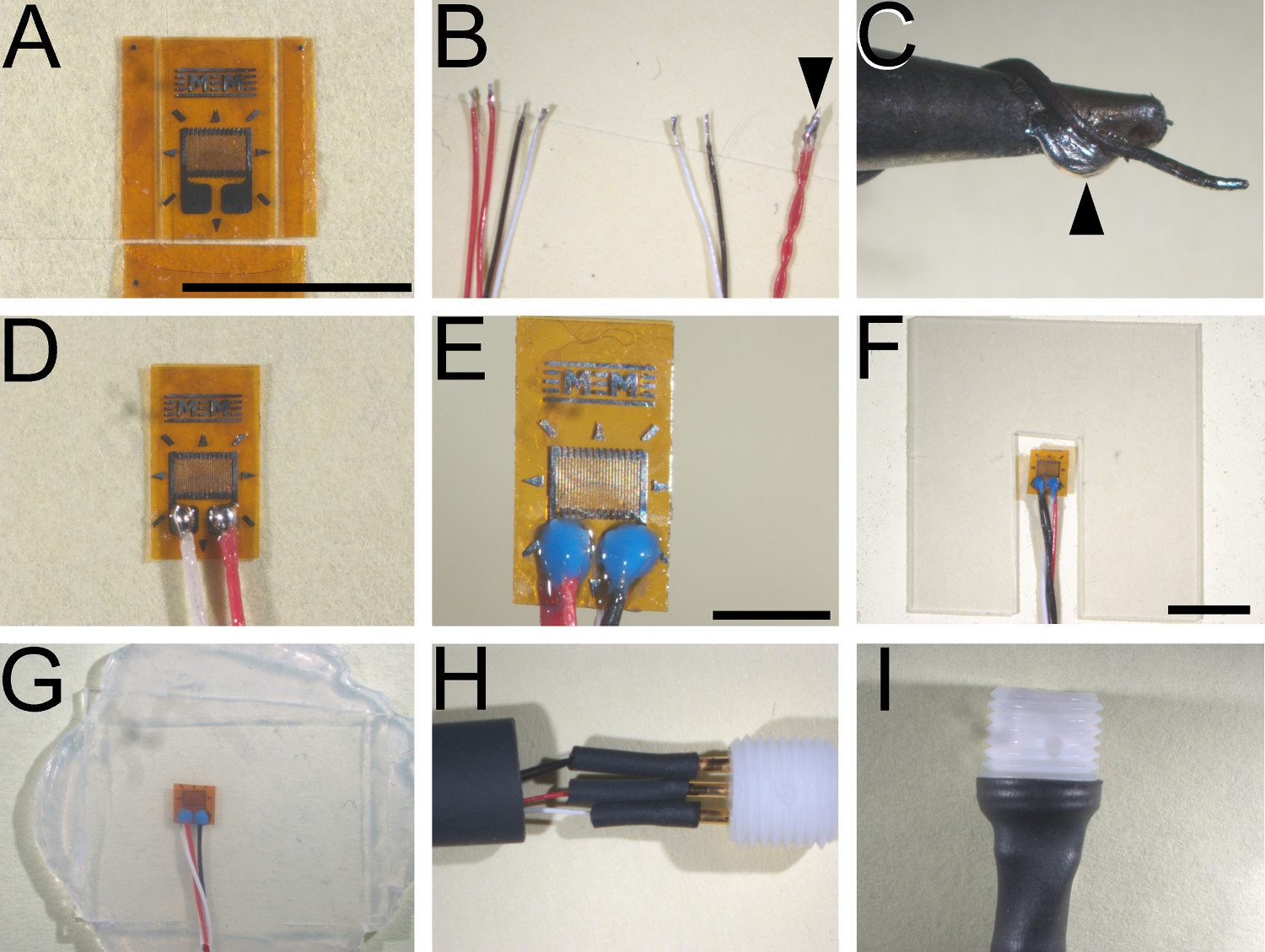 Microelectronics connection process; soldering wires setup; microchip integration diagram.