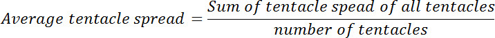 figure-protocol-1 Equation for average tentacle spread calculation; formula representing ratio of total spread to tentacles.