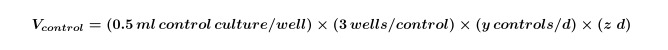 figure-protocol-1 Static equilibrium; equation: V_control=(0.5ml/well)×(3wells/control)×(ycontrols/d)×(zd); diagram.