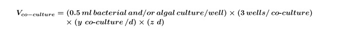 figure-protocol-2 Equation for co-culture volume, V. Formula with variables for culture system calculation.