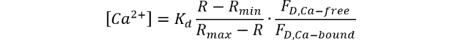 Calcium concentration equation, ratio calculation, fluorescence, analysis formula, scientific research.