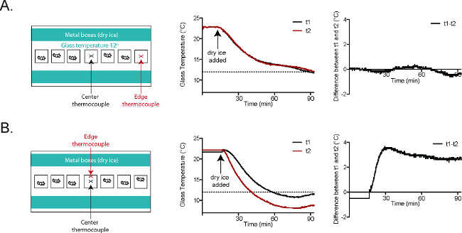 Thermal equilibrium experiment; metal box with thermocouples; glass temp chart; data analysis results.