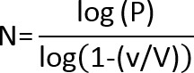 Static equilibrium equation N=log(P)/log(1-(v/V)); mathematical formula for equilibrium analysis.