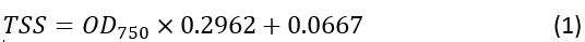 figure-protocol-2 Total suspended solids formula: TSS=OD750×0.2962+0.0667; equation for analytical chemistry.