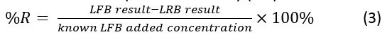 figure-protocol-4 Percentage recovery formula; equation for calculating chemical concentration accuracy; analytical chemistry.