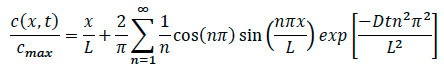 Fourier series equation for transient heat conduction, mathematical formula analysis.