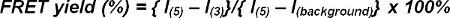 FRET yield calculation formula for fluorescence energy transfer analysis, equation visualization.