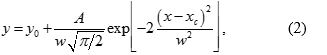 alt="Gaussian function equation, spectroscopy data fitting"