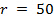 Equation of circle radius; r=50; mathematical formula.