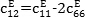 Elastic stiffness equation; \(c_{12}^E = c_{11}^E - 2c_{66}^E\); material property calculation.