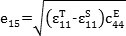 Mathematical formula for piezoelectric constant calculation, shown in symbolic equation form.