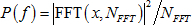 Power spectral density equation P(f)=|FFT(x,N_FFT)|^2/N_FFT for frequency analysis.