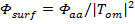 Equation for surface emission ratio, Φ_surf = Φ_aa / |T_om|^2, in photonic analysis.