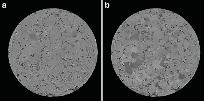 figure-results-5 Microscopy image of lunar soil samples a and b, showing granular texture for geological study.