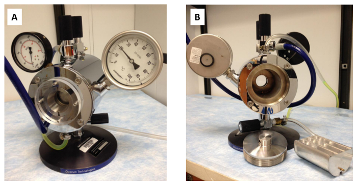 Vacuum chamber setup for absorption studies with pressure gauges; optical measurement equipment.