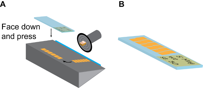 figure-results-3 PCB assembly process diagram, showing pressing method with alignment fixture for component placement.