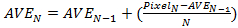 Recursive averaging formula AVE<sub>N</sub> for signal processing calculations.