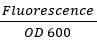 Fluorescence/OD600 ratio equation, spectroscopic analysis, data normalization method.