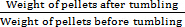 Pellets weight ratio formula.
