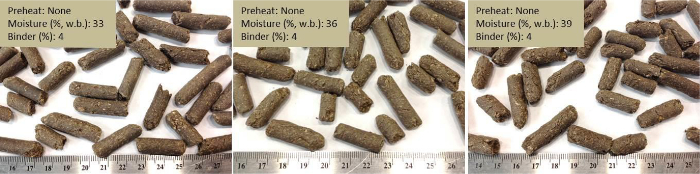 Pellet stability comparison; varying moisture content; experimental results; feed pellet analysis.