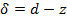 Static equilibrium equation δ=d−z formula.