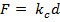 Static equilibrium formula F=k<sub>c</sub>d; equation describes force-displacement relationship.