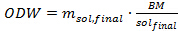 Static equilibrium equation \(ODW = m_{sol, final} - \frac{BM}{sol_{final}}\) for calculations.